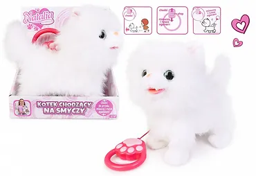 Artyk Maskotka interaktywna Kot chodzący na smyczy biały