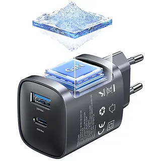 USAMS Ładowarka sieciowa T66 45W CC290 GaN Fast charge 1xUSB-A 1xUSB-C srebrny