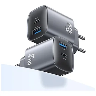 USAMS Ładowarka sieciowa T66 45W CC290 GaN Fast charge 1xUSB-A 1xUSB-C srebrny