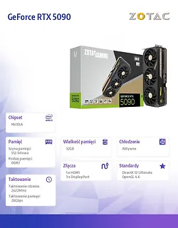 ZOTAC Karta graficzna GeForce RTX 5090 SOLID OC 32GB GDDR7 512bit 3DP/HDMI