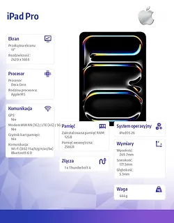 Apple iPad Pro 11-calowy Wi-Fi 256 GB ze standardowym szkłem - Gwiezdna czerń