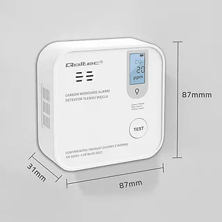 Qoltec Czujnik tlenku węgla z baterią | alarm 85dB | LED