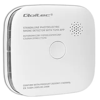 Qoltec Czujnik dymu z baterią | Tuya | Wi-Fi | alarm 85dB | LED
