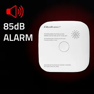 Qoltec Czujnik dymu z baterią | Tuya | Wi-Fi | alarm 85dB | LED