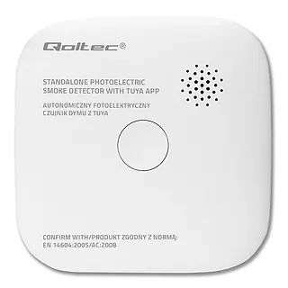 Qoltec Czujnik dymu z baterią | Tuya | Wi-Fi | alarm 85dB | LED