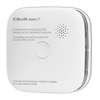 Qoltec Czujnik dymu z baterią | Tuya | Wi-Fi | alarm 85dB | LED
