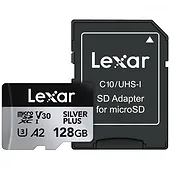 Lexar Karta pamięci microSD 128GB C10 A2 U3 V30 205/150MB/s Silver Plus