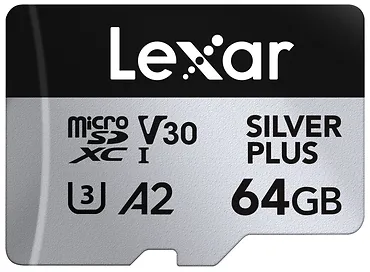 Lexar Karta pamięci microSD 64GB C10 A2 U3 V30 205/100MB/s Silver Plus