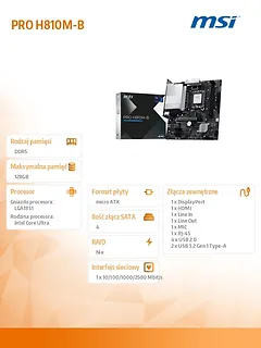 MSI Płyta gł&oacute;wna PRO H810M-B S1851 2DDR5 mATX