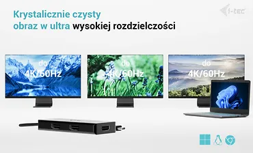 i-tec Stacja dokująca USB-C Triple 4K HDMI Video Adapter Power Delivery 100W