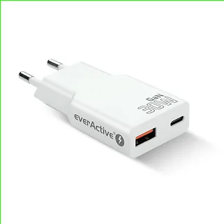 everActive Ładowarka sieciowa SUPER SLIM QC 3.0 30W 1XUSB 1XUSB-C biała SC-380Q