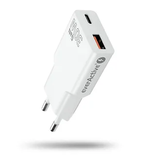everActive Ładowarka sieciowa SUPER SLIM QC 3.0 30W 1XUSB 1XUSB-C biała SC-380Q