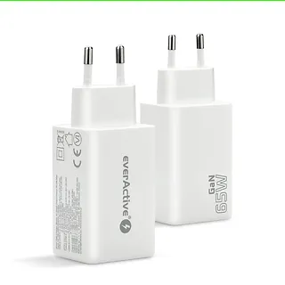everActive Ładowarka sieciowa GAN QC 4+ 65W 1XUSB 2XUSB-C biała SC-655Q