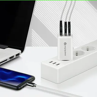 everActive Ładowarka sieciowa GAN QC 4+ 65W 1XUSB 2XUSB-C biała SC-655Q