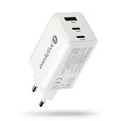 everActive Ładowarka sieciowa GAN QC 4+ 65W 1XUSB 2XUSB-C biała SC-655Q