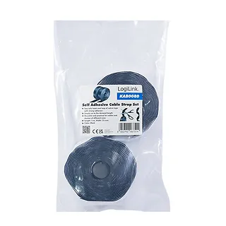 LogiLink Zestaw samoprzylepnych taśm kablowych,5m,czarny