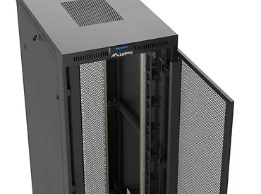 Lanberg Szafa instalacyjna rack stojąca 19 cali 47U 800x1200 czarna drzwi    perforowane LCD (flat pack) V2