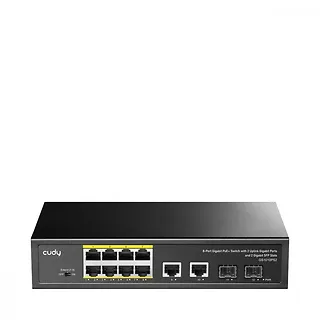 Cudy Przełącznik GS1010P 8-Port Gigabit PoE+ Switch with 2 Gigabit Uplink   ports and 2 Gigabit SFP slot 120W
