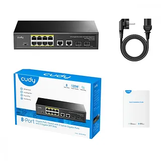Cudy Przełącznik GS1010P 8-Port Gigabit PoE+ Switch with 2 Gigabit Uplink   ports and 2 Gigabit SFP slot 120W