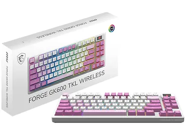 Klawiatura gamingowa bezprzewodowa MSI Forge GK600 TKL W Violet US