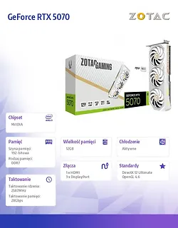 ZOTAC Karta graficzna GeForce RTX 5070 AMP 12GB GDDR7 192bit 3DP/HDMI biała