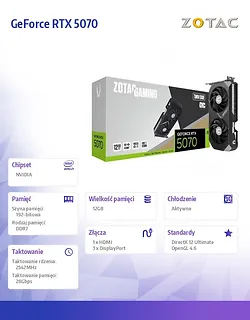 ZOTAC Karta graficzna GeForce RTX 5070 TWIN EDGE OC 12GB GDDR7 192bit 3DP/HDMI
