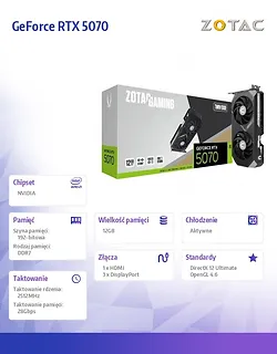 ZOTAC Karta graficzna GeForce RTX 5070 TWIN EDGE 12GB GDDR7 192bit 3DP/HDMI