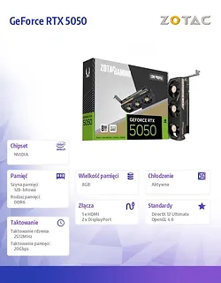 ZOTAC Karta graficzna GeForce RTX 5050 LP 8GB GDDR6 128bit 2DP/HDMI