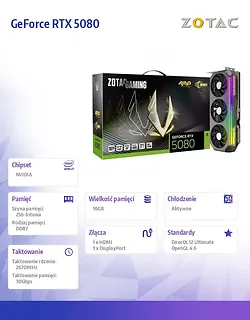 ZOTAC Karta graficzna GeForce RTX 5080 AMP EXTREME INFINITY 16GB GDDR7 256bit 3DP/HDMI