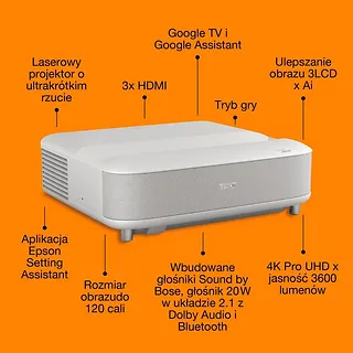 Epson Projektor EH-LS670W 3LCD KD 4KUHD/3600L/5m:1/16:9/biały