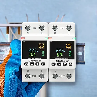 Qoltec Jednofazowy elektroniczny licznik | miernik zużycia energii | DIN35 | zdalne sterowanie | historia pomiaru | WiFi | TUYA | Smart life