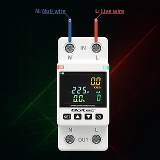 Qoltec Jednofazowy elektroniczny licznik | miernik zużycia energii | DIN35 | zdalne sterowanie | historia pomiaru | WiFi | TUYA | Smart life