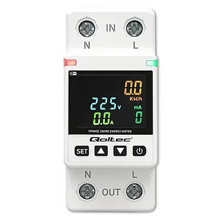 Qoltec Jednofazowy elektroniczny licznik | miernik zużycia energii | DIN35 | zdalne sterowanie | historia pomiaru | WiFi | TUYA | Smart life