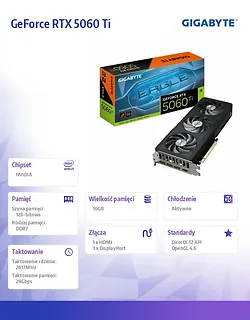 Gigabyte Karta graficzna GeForce RTX 5060 Ti EAGLE MAX OC 16G 128BIT GDDR7 3DP/HDMI