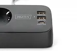 Digitus Listwa zasilająca biurkowa, 3 gniazda Schuko, 2x USB-A (2x 12W), 1x USB-C (30W) z zaciskiem na blat, kabel 1,5m, czarna