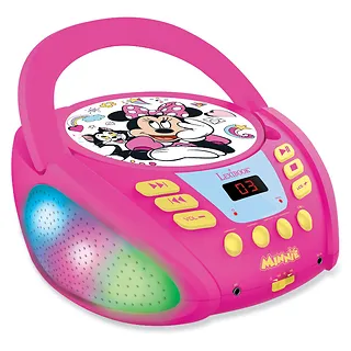 Lexibook Myszka Minnie Mini Przenośny odtwarzacz CD - Boombox dla dzieci, efekty świetlne