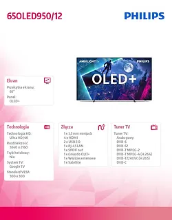 Philips Telewizor OLED+ 65 cali 65OLED950/12
