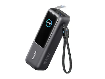 Powerbank Anker Zolo 25000mAh 165W PD z dwoma kablami USB-C Czarno-szary