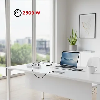 Maclean Listwa zasilająca MCE391 W 6 gniazd 4xUSB-A 1xUSB-C 110-240V AC 50/60Hz, 2.1A max 2500W, biała