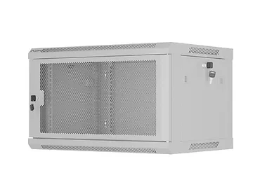 Lanberg Szafa instalacyjna rack wisząca 19 cali 6U 600x450 drzwi perforowane (flat pack) szara