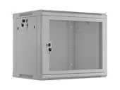 Lanberg Szafa instalacyjna rack wisząca 19 cali 9U 600x450 drzwi perforowane (flat pack) szara