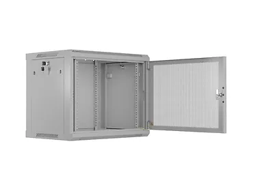 Lanberg Szafa instalacyjna rack wisząca 19 cali 9U 600x450 drzwi perforowane (flat pack) szara