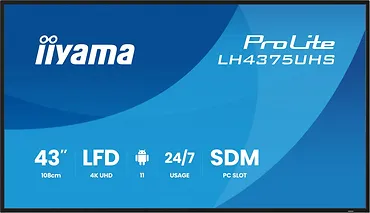 IIYAMA Monitor 43 cale LH4375UHS-B2AG,24/7,IPS,ANDROID.11,4K, WiFi,          iiSignage2, FailOver, EShare, 24/7, full daisy chain