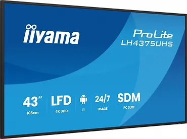IIYAMA Monitor 43 cale LH4375UHS-B2AG,24/7,IPS,ANDROID.11,4K, WiFi,          iiSignage2, FailOver, EShare, 24/7, full daisy chain