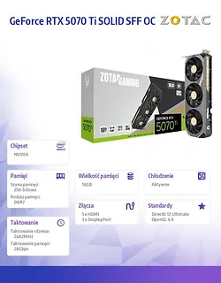 ZOTAC Karta graficzna GeForce RTX 5070 Ti SOLID SFF OC 16GB GDDR7 256bit 3DP/HDMI