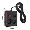 Maclean Listwa zasilająca MCE388 B 2 gniazda, 3xUSB, 110-120V AC 50/60Hz, 2.1A max 2500W, 3m czarna