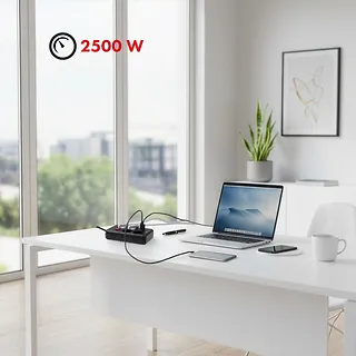 Maclean Listwa zasilająca MCE392 B, 4 gniazda 3xUSB, 110-240V AC 50/60Hz, 2.1A max 2500W, 1,5m czarna