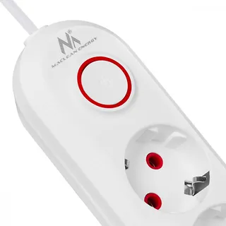 Maclean Listwa zasilająca MCE394 W 3 gniazda 3xUSB, 110-240V AC 50/60, 2.1A max 2500W, biała