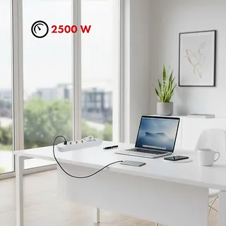 Maclean Listwa zasilająca 5 gniazd MCE395 W 3xUSB, 110-240v AC 50/60Hz, 2,1A max 2500W, biała