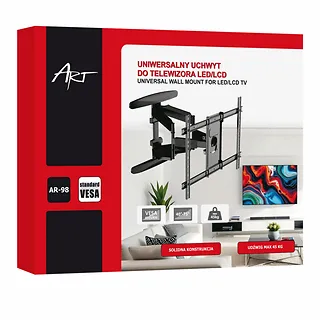 ART Uchwyt do TV LCD/LED 40-75 cali 45KG AR-98 reg. pion i poziom                 58-500mm max VESA 600x400